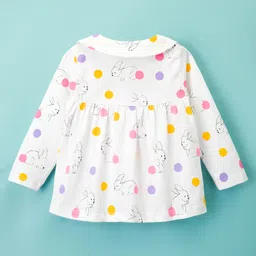 Babyhug Cotton Knit Full Sleeves Co-ords Night Suit With Animal Print - White image 3