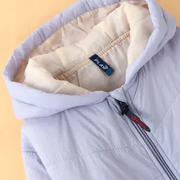 Little Kangaroos Full Sleeves Padded & Hooded Solid Winter Pocketable Jacket - Lilac image 4