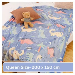 Happy Hues Dinosaur Glow in The Dark Blanket Super Soft Flannel Fleece All Season Blanket - Blue image 4