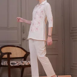 highlight fashion export HIGHLIGHT FASHION EXPO Women Three-Quarter Sleeves Embroidered Co-Ord Set image 3