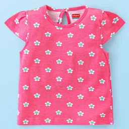 Babyhug 100% Cotton Cap Sleeves Top With Butterfly & Floral Graphics Pack of 5 - Multicolour image 5