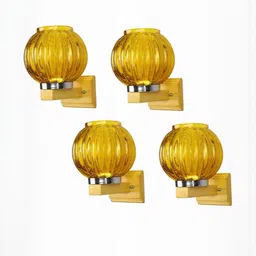 Somil Premium Designer Glass Wall / Night Lamp Elegant & Stylish Dcor Accent for Modern Interiors, color- Yellow Size- 22.5 X 32 X 26.5 CM-image-3