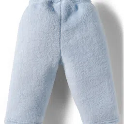 Babyhug Velour Knit Full Sleeves Winter Night Suit with Racoon Embroidery - Blue image 5