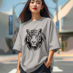 vylo Women Graphic Print Round Neck Pure Cotton Grey T-Shirt-picture-16
