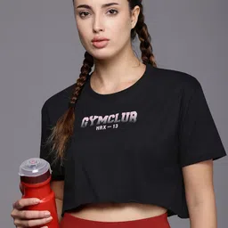 HRX by Hrithik Roshan IRONTRIBE Printed Drop-Shoulder Boxy Training Crop T-shirt image 1