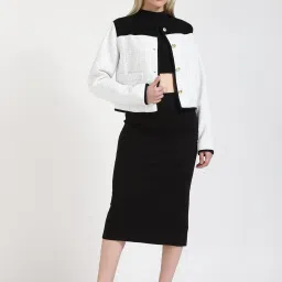 Tommy Hilfiger White & Black Regular Fit Colour Block Jacket image 5