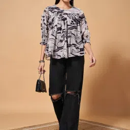 Marigold Lane White & Black Printed Top image 5