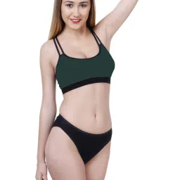 AROUSY Red & Green Cotton Bra Panty Set - Pack Of 2 image 5