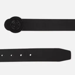 Louis Philippe Black Leather Solid Waist Belt image 5