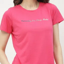 MADAME M Secret Pink Cotton Graphic Print T-Shirt With Pyjamas image 5