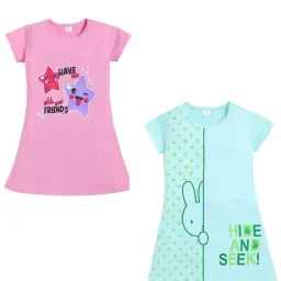 Todd N Teen Kids Multi Cotton Printed Nighty Dresses (Pack of 2)-picture-35