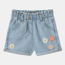 R&B Kids Blue Applique Regular Fit Denim Shorts-picture-16