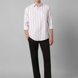 Louis Philippe White Cotton Slim Fit Striped Shirt image 5