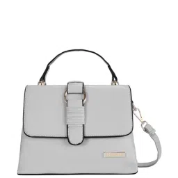 Luvoksi Grey Solid Medium Satchel Handbag-image-0