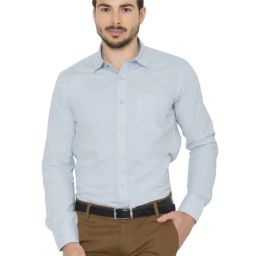 Allen Cooper Blue Cotton Regular Fit Shirts-picture-13