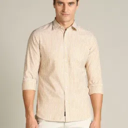 Dockers Brown Cotton Straight Fit Striped Shirt-image-72