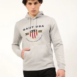 GANT Grey Slim Fit Embroidered Hooded Sweatshirt-picture-31
