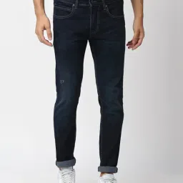 Pepe Jeans Dark Blue Tapered Fit Lightly Washed Distressed Jeans-picture-40