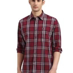 Arrow Maroon Cotton Slim Fit Checks Shirt-picture-13