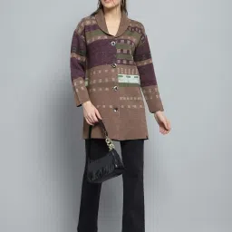 Monte Carlo Brown Printed Regular Fit Cardigan image 5