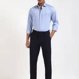 TOMMY HILFIGER Blue Cotton Slim fit Solid Shirt image 5