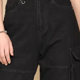 Global Republic Black Cotton Regular Fit Mid Rise Cargo Jeans image 5