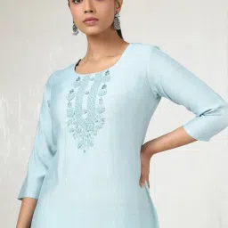 Soch Blue Embroidered Kurta image 5