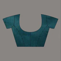 CHARUKRITI Blue Cotton Colourblocked Saree With Unstitched Blouse image 5