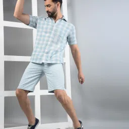 Crimsoune Club Blue Cotton Regular Fit Printed Shorts image 5