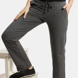 Jockey 1302 Women's Super Combed Cotton Elastane Stretch Relaxed Fit Trackpants With Side Pockets image 5