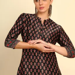 Soch Womens Black & Red Ethnic Motif Digital Printed Straight Mashru Kurta image 5