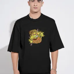 SHOWOFFFF Black Cotton Relaxed Fit Printed T-Shirt-picture-21
