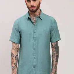 Showoff Green Cotton Slim FitShirt-image-40