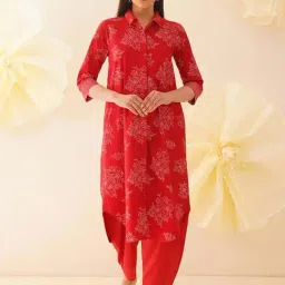 Jaypore Red Block Printed Straight Fit Kurta-picture-39