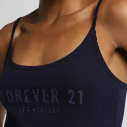 Forever 21 Navy Cotton Graphic Print Tank Top image 5