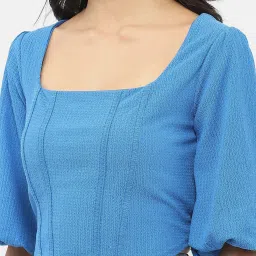 MADAME Blue Regular Fit Crop Top image 5