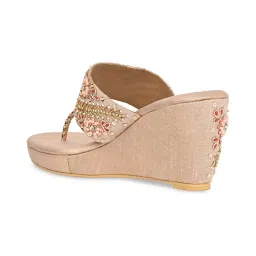 Rocia by Regal Women's Rose Gold T-Strap Wedges image 5