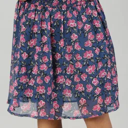 Kiddopanti Kids Blue Floral Print Skirt-image-53