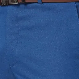 Park Avenue Blue Classic Fit Texture Trousers image 5