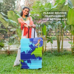 Nasher Miles Jet Set Go Real Hard Polycarbonate Printed Check-in Blue Green 28 inch Trolley Bag image 5