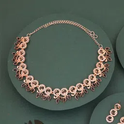 Sangria Rose Gold-Plated American Diamond Stone Studded Jewellery Set-picture-58