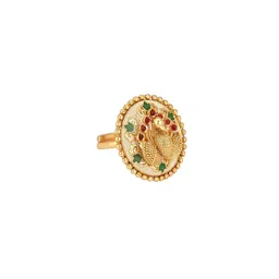 I Jewels Gold-Plated Stone Studded Finger Ring image 2