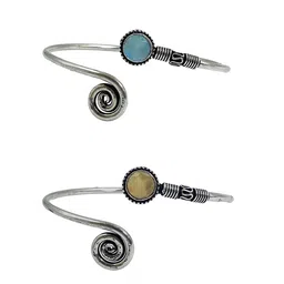 NAMAN ARTS Silver-Plated Stone Studded Oxidised Jewellery Set image 3