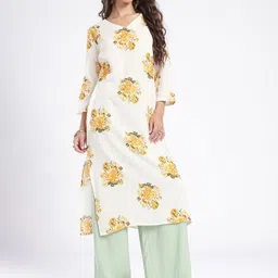 Anouk Rustic V-Neck Floral Printed Straight Kurta image 2