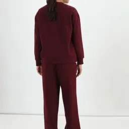Femmella Maroon Cotton Relaxed Fit Sweatshirt image 2