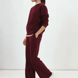 Femmella Maroon Cotton Relaxed Fit Sweatshirt image 4