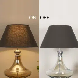 Kapoor Lamp Shades Delicea Smoke Glass & Chrome Finish Metal Table Lamp with Black Cotton Shade image 4