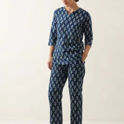 SANSKRUTIHOMES Women Printed Cotton Tshirt & Pyjama Night Suit image 2