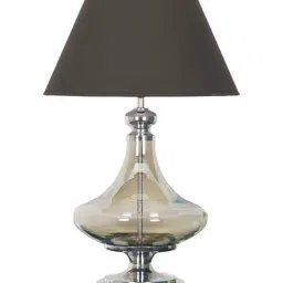 Kapoor Lamp Shades Delicea Smoke Glass & Chrome Finish Metal Table Lamp with Black Cotton Shade image 3