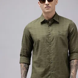 U.S. Polo Assn. Denim Co. Pure Cotton Self Checked Casual Shirt-picture-22